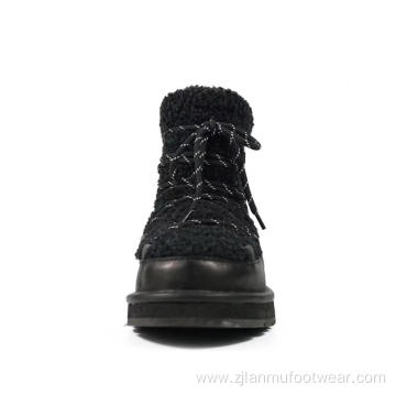 Newest Genuine leather Sheepskin Lace up Booties